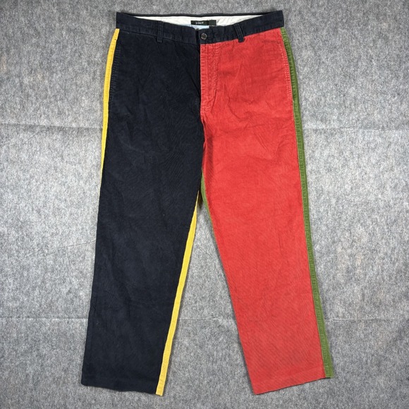 Vintage J Crew Corduroy Colorblock Pants Men's 34 x 30 Preppy Oarsman Wale